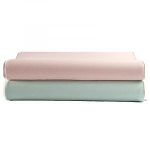 Silicone foam made memory foam pillow for side sleeper to protect nick pink and blue color side view compare bulk wholesale